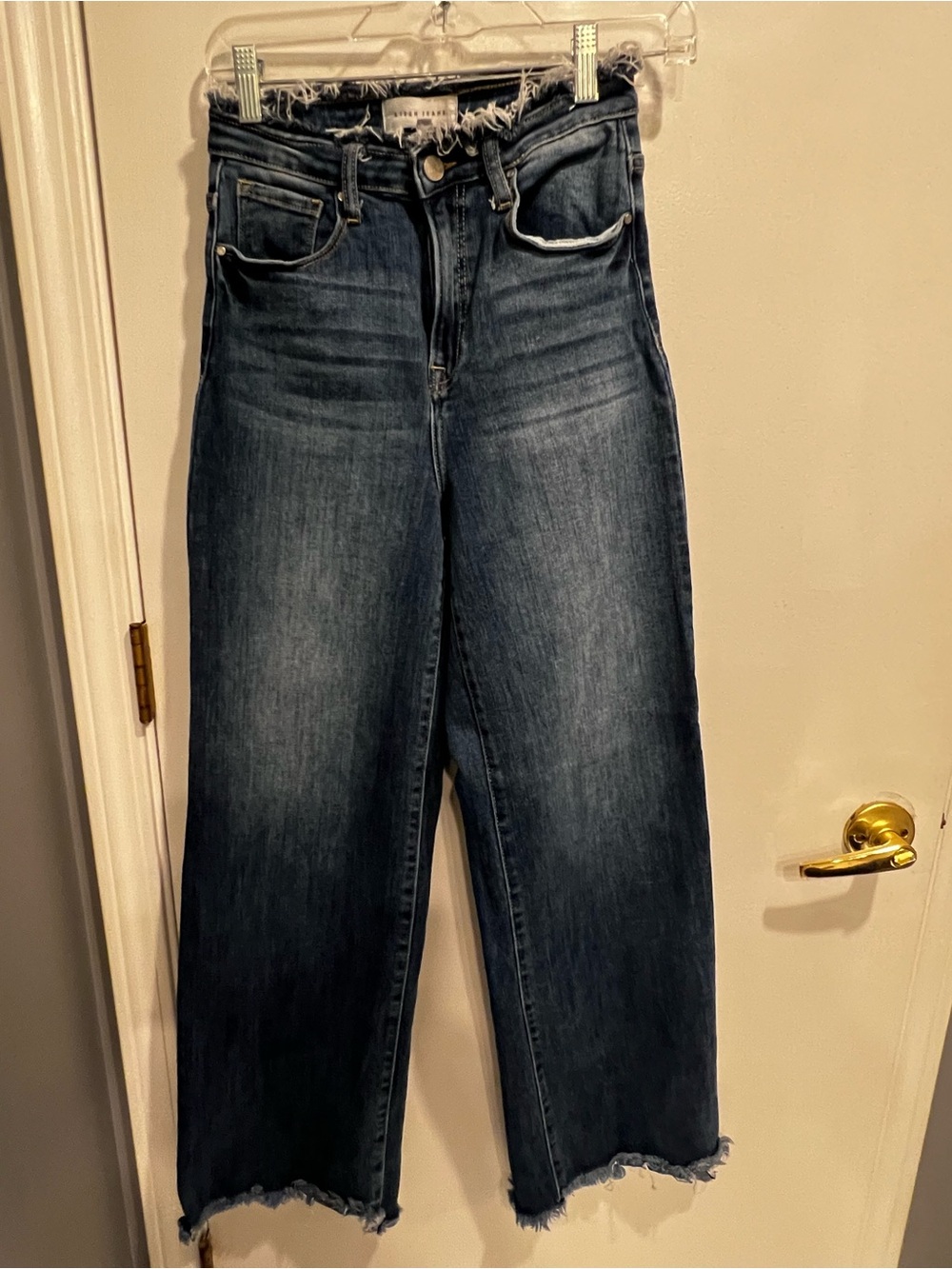 Risen Jeans Women’s High-Rise Wide Leg - Size 27 - Cute Fringed Waistband